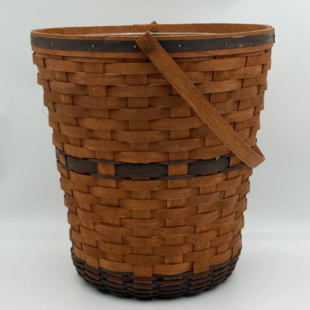 Longaberger JW Collection 1989 Edition Bankers Waste Basket with Liner Vintage